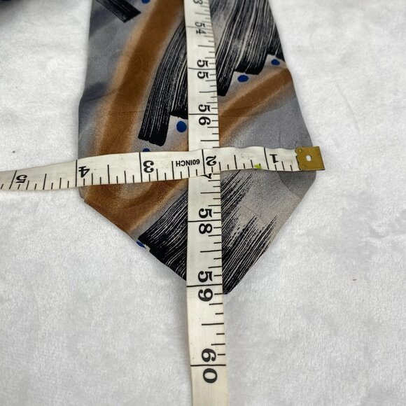 ZYLOS George Machado Neck Tie Mens 59x4 Abstract Black Gray Brown Classic SILK - Picture 5 of 5